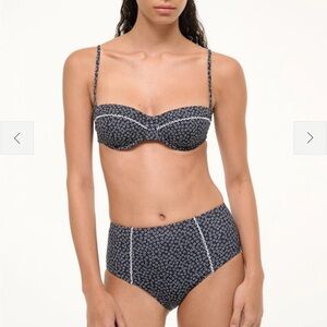 STAUD Black and White Jo Balconette Bikini in Ditsy Floral - New with Tags